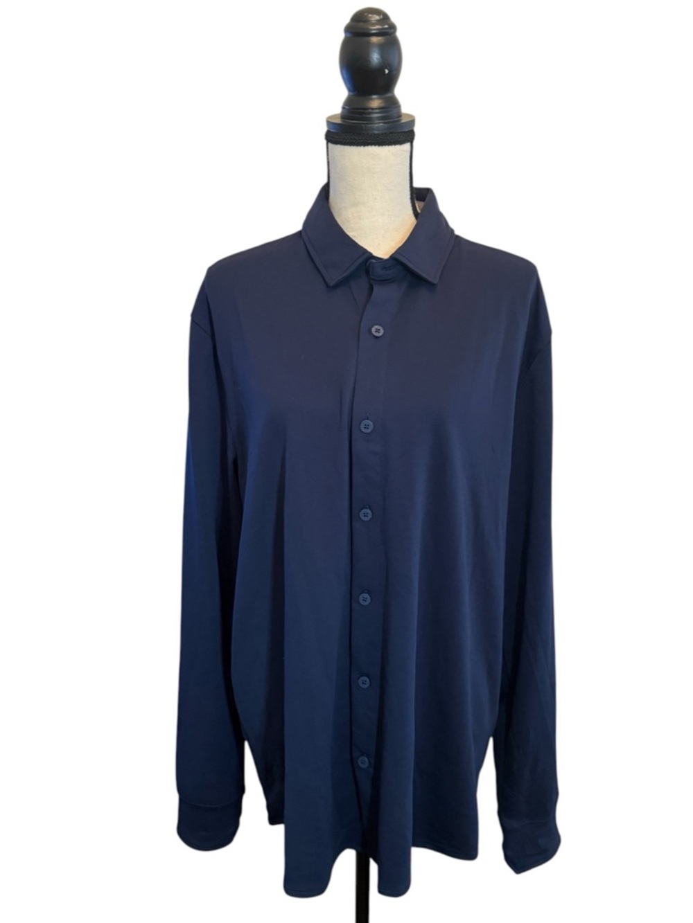 Twillory Shirt Mens XL Navy Athleisure Performance Button Down Polo Long Sleeve